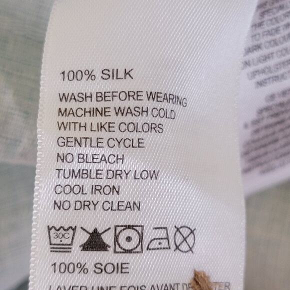 Tommy Bahama Short Sleeve Silk Shirt Mens XL Teal Blue Button Front Collared - Picture 12 of 15